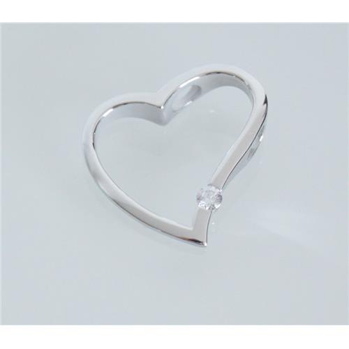 Pendentif coeur argent 925 avec zirconium - 48732