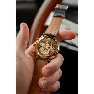 HAMBURG CHRONO édition vintage dorée verte cuir noir S01-HCV22-BR04