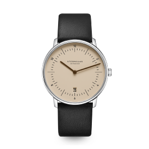 Montre NAOS beige marron - Bracelet cuir noir S01-NA54-PR07