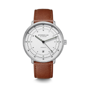 HAMBURG automatique argenté cuir modena brun S02-HH47-MO02