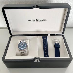 PONTOS Day Date 41mm tout acier + cuir nylon PT6358-SS00H-431-C