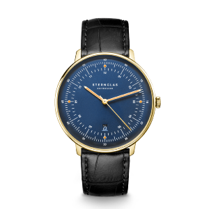 HAMBURG automatique Édition Marine dorée bleue cuir noir S02-HHM07-HE03