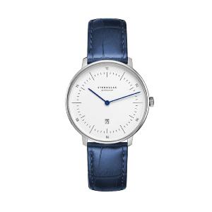 Montre dame NAOS XS blanc argent - Bracelet cuir bleu S01-ND01-NB02