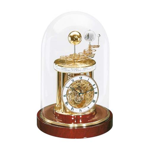 Pendule à poser Astrolabium 22836-072987, mouvement squelette quartz, en acajou