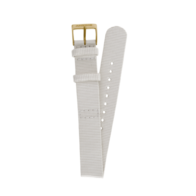Bracelet de montre en nato nylon gris clair boucle dorée Junghans max bill 18mm n°6830