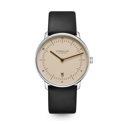 Montre NAOS beige marron - Bracelet cuir noir S01-NA54-PR07