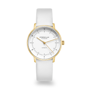 NAOS XS auto acier doré cuir blanc S02-ND02-KL13
