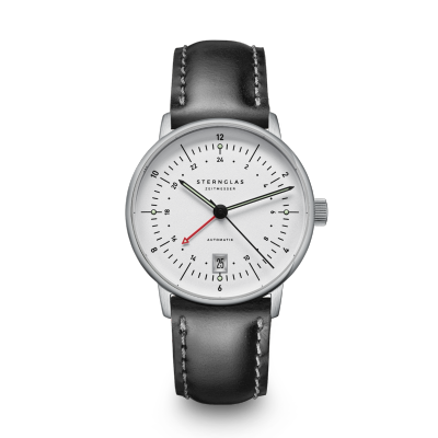 NAOS Pro GMT automatique argenté cuir noir S02-NG10-BR02