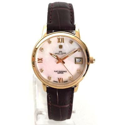 Montre quartz femme bracelet cuir et boitier acier PVD or- Jaquet Girard Z168.471