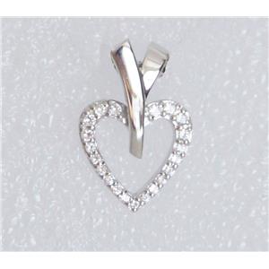 Pendentif coeur argent 925 avec zirconiums - 49499