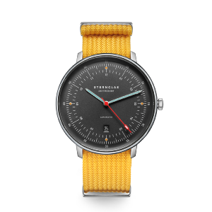 Montre HAMBURG AUTOMATIQUE EDITION NEUWERK gris tourterelle argent - Bracelet nylon jaune S02-HHN11-FI01