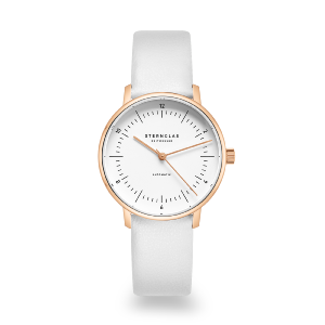 NAOS XS auto acier or rose cuir blanc S02-ND13-KL14