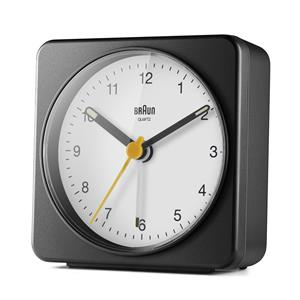 Réveil Braun carré noir à cadran blanc silencieux, XL 78mm BC03BW