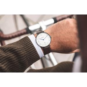 Montre NAOS XL blanc argent - Bracelet cuir brun S01-NX01-PR04