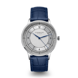 Montre SEDIUS blanc argent - Bracelet cuir bleu S01-SD01-HE02