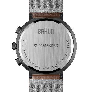 Montre Chronographe Braun 40mm, bracelet cuir, BN0035BKBRG