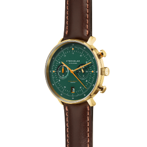 HAMBURG CHRONO édition vintage dorée verte cuir marron S01-HCV22-BR01