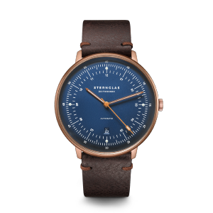 Montre HAMBURG AUTOMATIQUE bleu bronze - Bracelet cuir moka S02-HH27-VI17