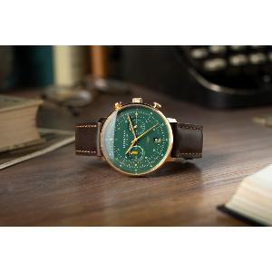 HAMBURG CHRONO édition vintage dorée verte cuir marron S01-HCV22-BR01