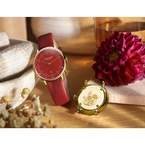 Montre dame NAOS XS EDITION FLORA hibiscus or - Bracelet cuir hibiscus S01-NDF29-KL16