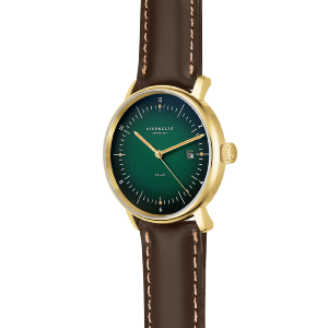 Montre NAOS Solar cadran vert - Bracelet cuir brun S01-NS22-BR01
