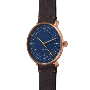 HAMBURG automatique bleu bronze cuir moka S02-HH46-VI17