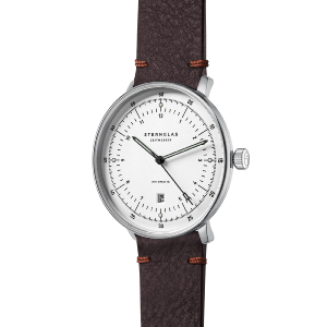 HAMBURG automatique argenté cuir vintage marron S02-HH47-VI11