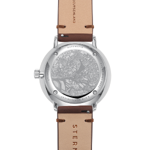 HAMBURG automatique argenté cuir vintage marron S02-HH47-VI11