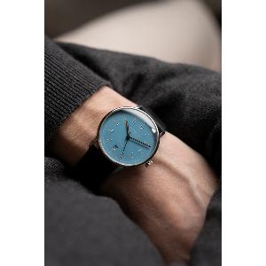 Montre LUMATIK bleue sur cuir noir S02-LM17-PR07