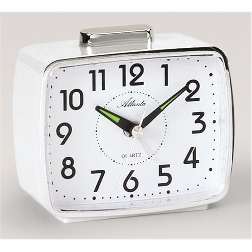 Réveil quartz blanc, avec sonnerie sur cloche PR1654-0