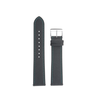 Bracelet de montre en cuir noir surpîqué de vert Junghans max bill 20mm n°6598