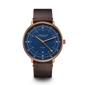 HAMBURG automatique bleu bronze cuir moka S02-HH46-VI17