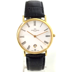 Montre quartz homme, bracelet cuir noir et boitier en PVD or - Jaquet Girard Z131.382