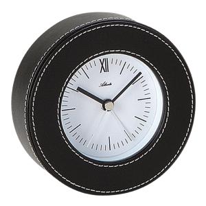 Réveil quartz noir, aspect cuir PR3048