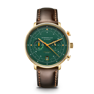 HAMBURG CHRONO édition vintage dorée verte cuir marron S01-HCV22-BR01