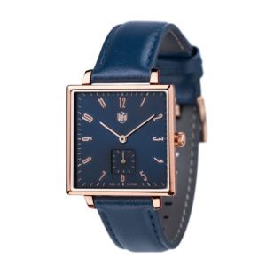 Montre Gropius Quadrat DuFa or rose et bleue DF9025-02