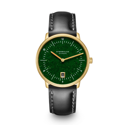 NAOS édition Aventurin verte dorée cuir noir S01-NAN41-BR04