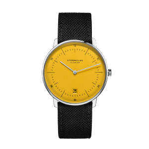 Montre NAOS Edition Yellow argent-jaune - Bracelet cuir gris S01-NAY23-NY01