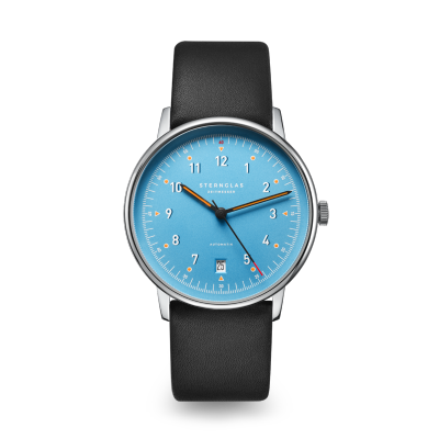 Montre LUMATIK bleue sur cuir noir S02-LM17-PR07