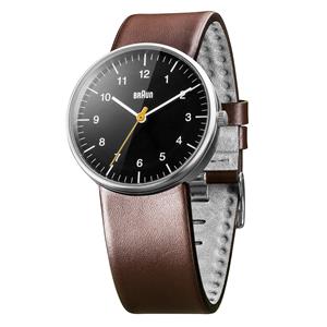 Montre Braun Classic cadran noir 38mm, bracelet cuirmarron, BN0021BKBRG