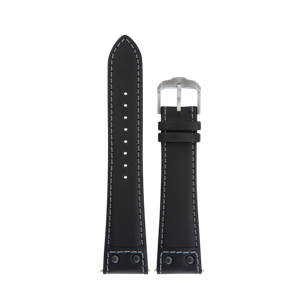 Bracelet de montre en cuir noir Junghans Meister Pilot 22mm n°6388