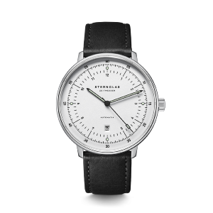 HAMBURG automatique argenté cuir modena noir S02-HH47-MO01