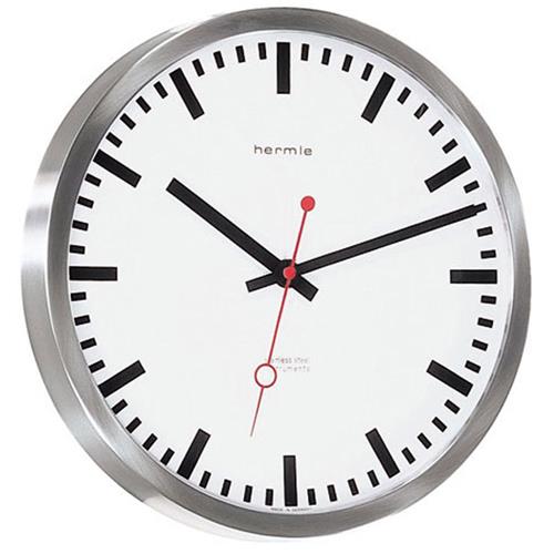 Pendule murale Grand Central 30471-000870, fonction radio-pilotée, boîtier en acier inoxydable