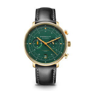 HAMBURG CHRONO édition vintage dorée verte cuir noir S01-HCV22-BR04