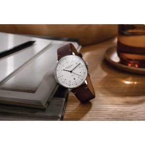 Montre HAMBURG AUTOMATIQUE argenté satiné - Bracelet cuir moka S02-HH10-VI11