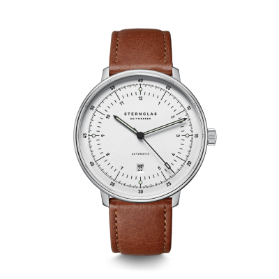HAMBURG automatique argenté cuir modena brun S02-HH47-MO02