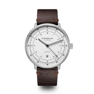 HAMBURG automatique argenté cuir vintage marron S02-HH47-VI11