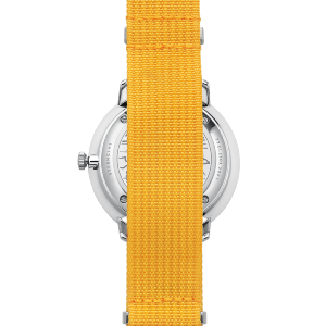 Montre HAMBURG AUTOMATIQUE EDITION NEUWERK gris tourterelle argent - Bracelet nylon jaune S02-HHN11-FI01