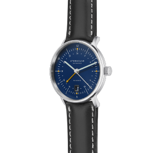NAOS Pro GMT automatique argenté bleu cuir noir S02-NG06-BR02