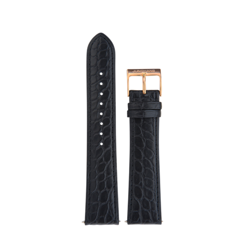 Bracelet de montre en crocodile noir Junghans Meister Handaufzug 20mm n°6108